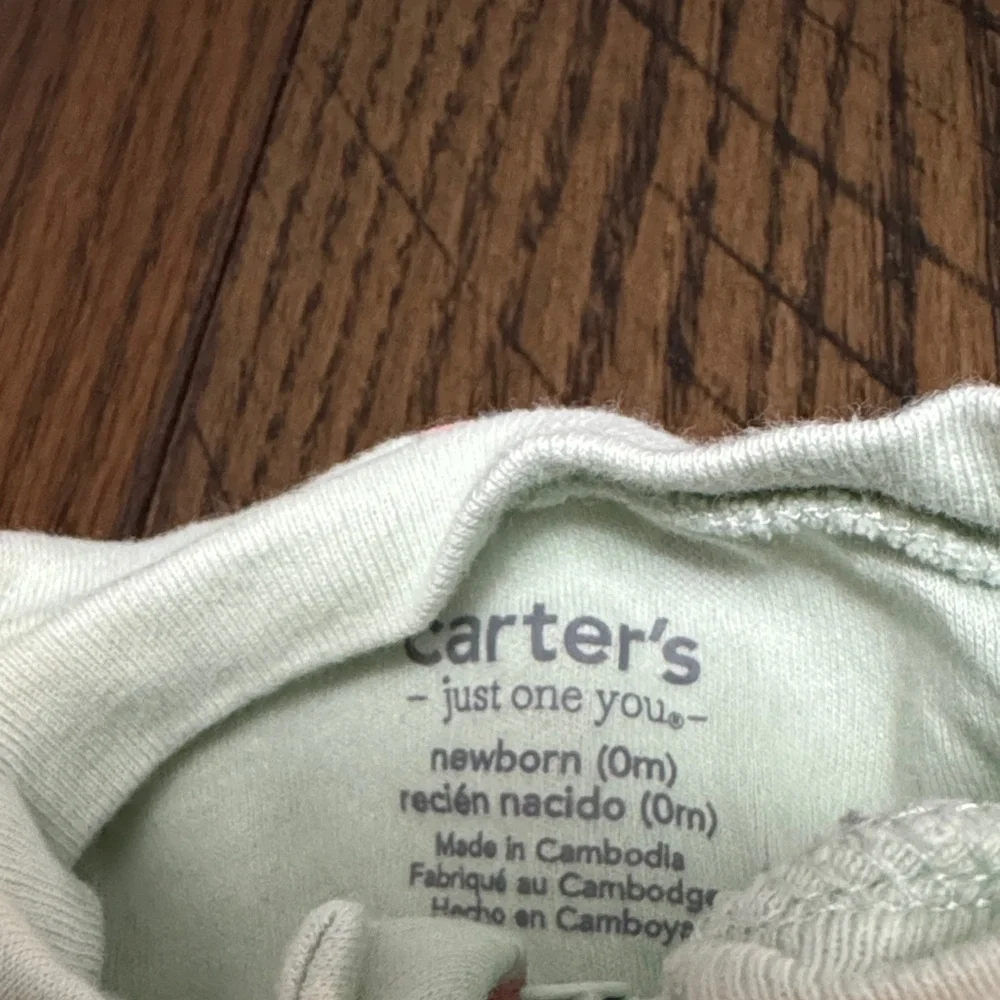 Carter's Baby Footie Sleepers - Mint Green, Peach, White with Prints - Picture 2 of 10